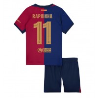 Maglia Calcio Barcelona Raphinha Belloli #11 Prima Divisa Bambino 2024-25 Manica Corta (+ pantaloncini)